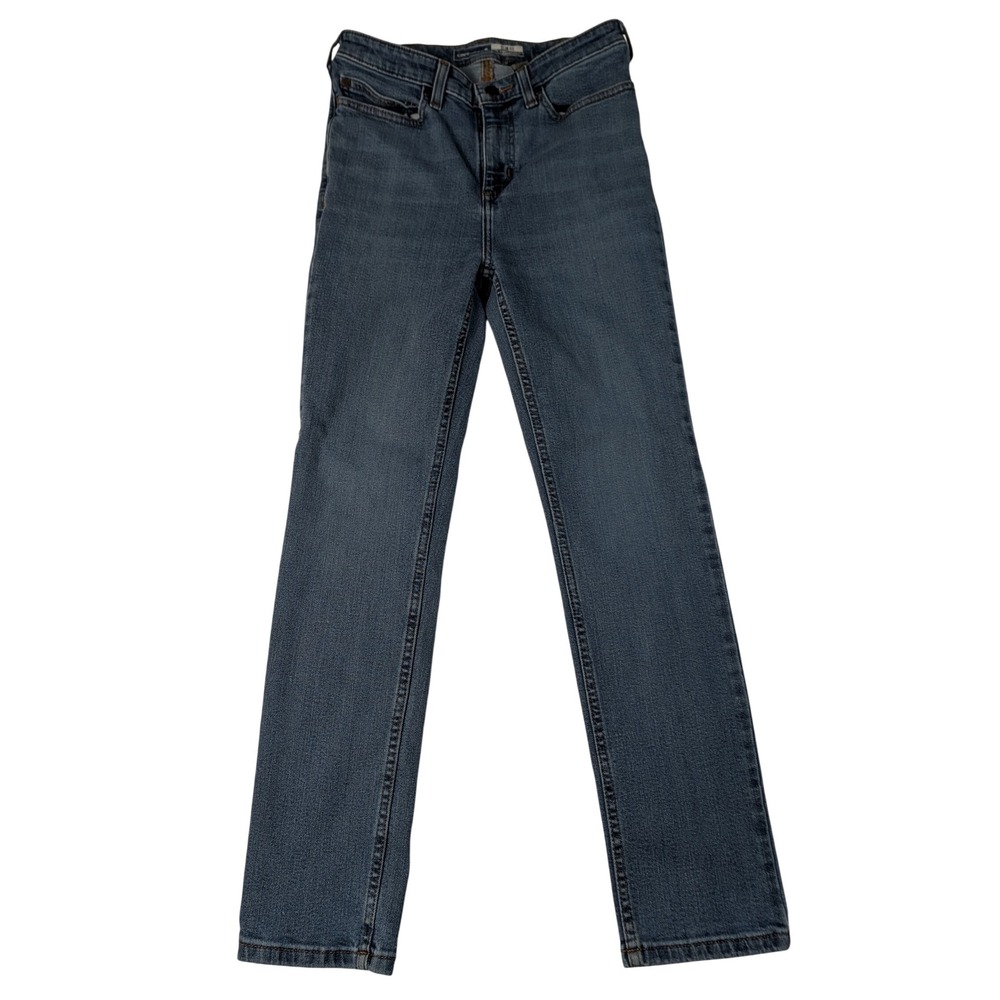 Carhartt Slim Fit Jeans Womens 2 Short Medium Wash Blue Denim Workwear - Picture 1 of 13